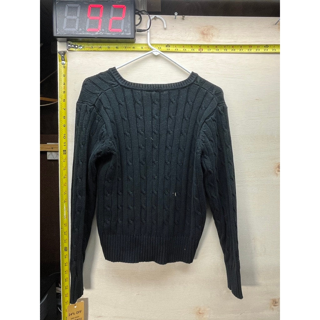 Shaver Lake Casuals Womens Black Cable Knit Cardigan Sweater Size S