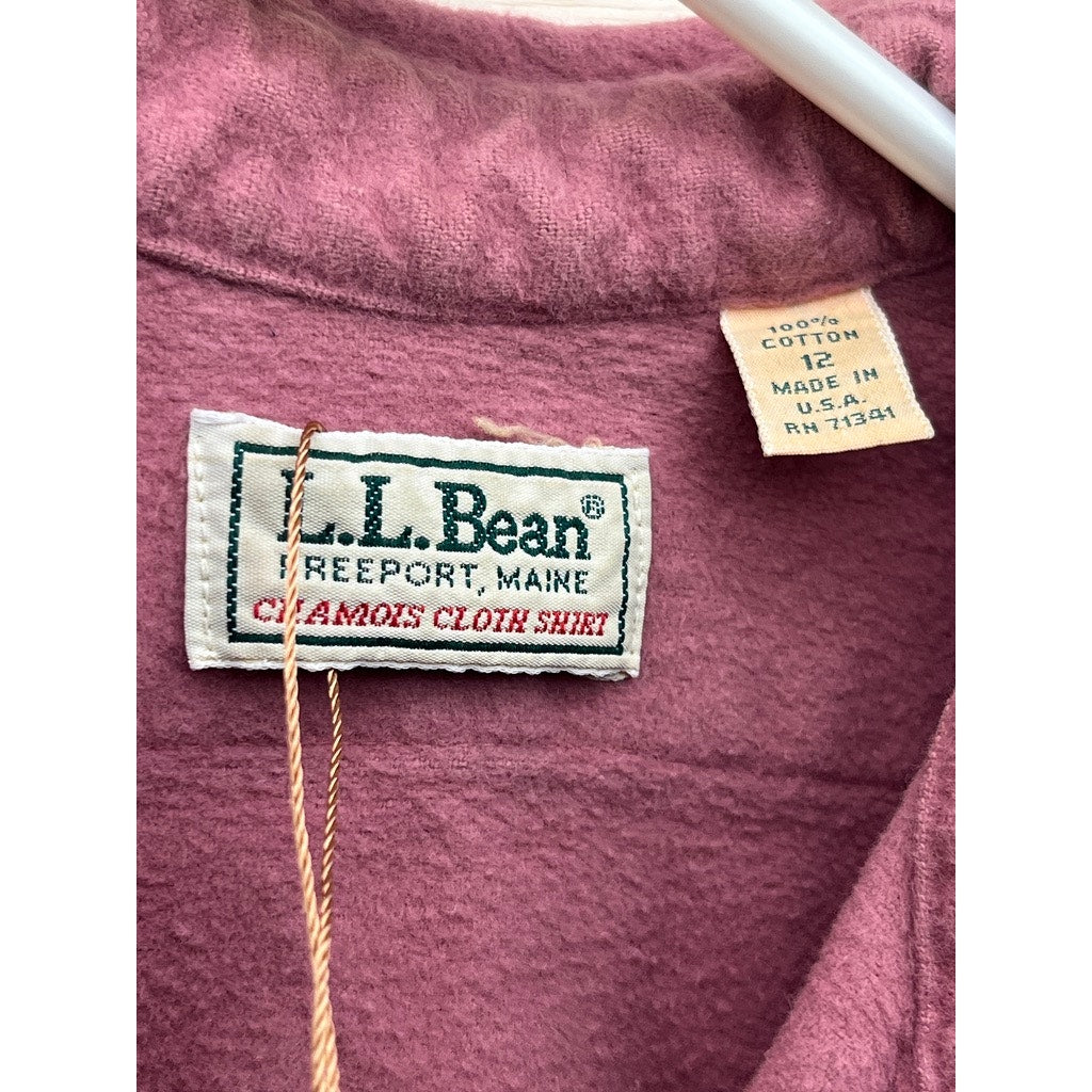 Vintage LL Bean Chamois Cloth Shirt Womens L Pink Made USA