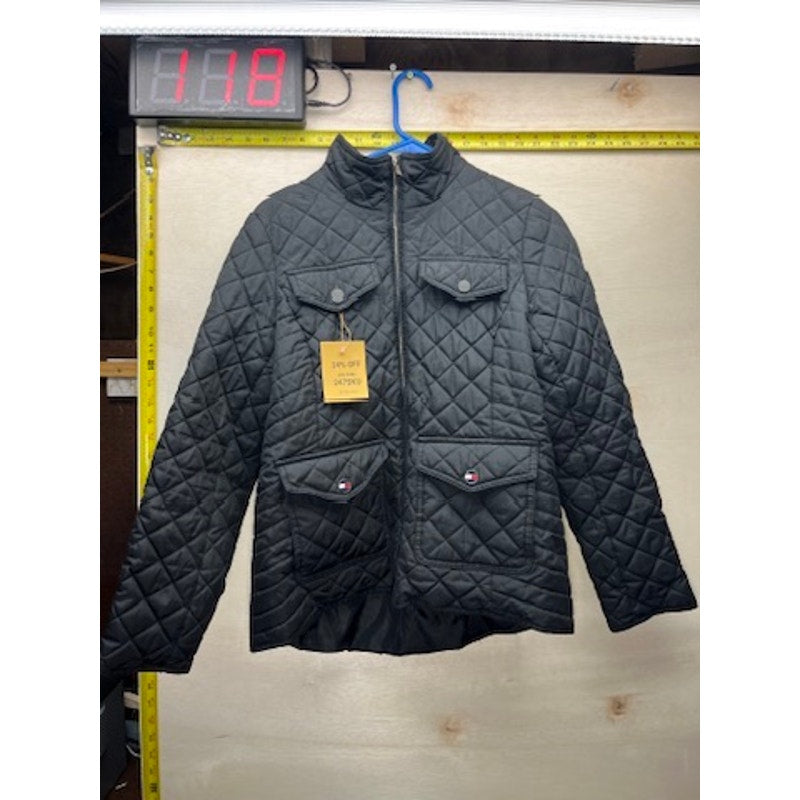 Tommy Hilfiger Womens Black Quilted Jacket Size S Four Pocket