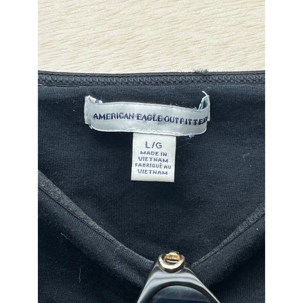 American Eagle Black Spaghetti Strap Cami Tank Top L w Sunglasses