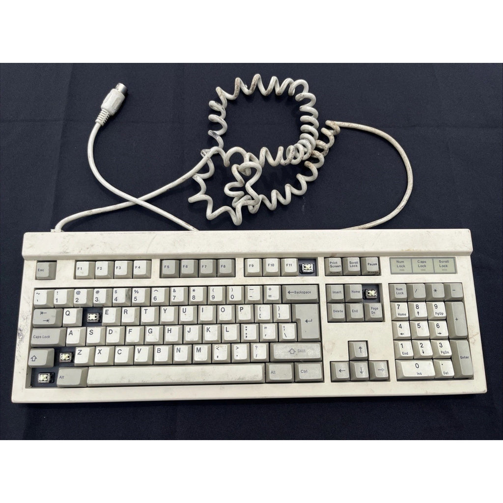 Vintage Mechanical Keyboard PS/2 Style Beige Full Size Wired Keyboard Coiled