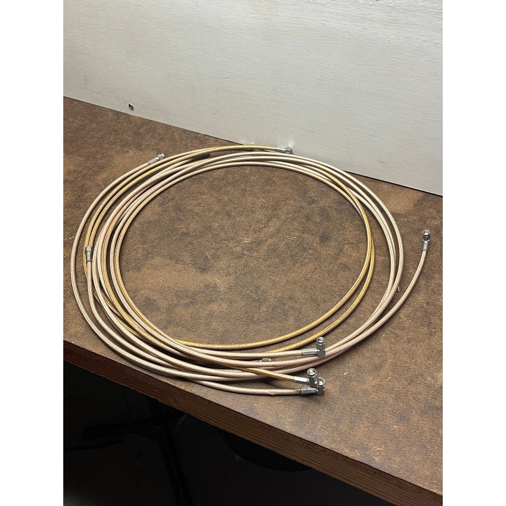 Lot of 5 Right Angle RF Coaxial Cable Assemblies Tan Gold Connectors