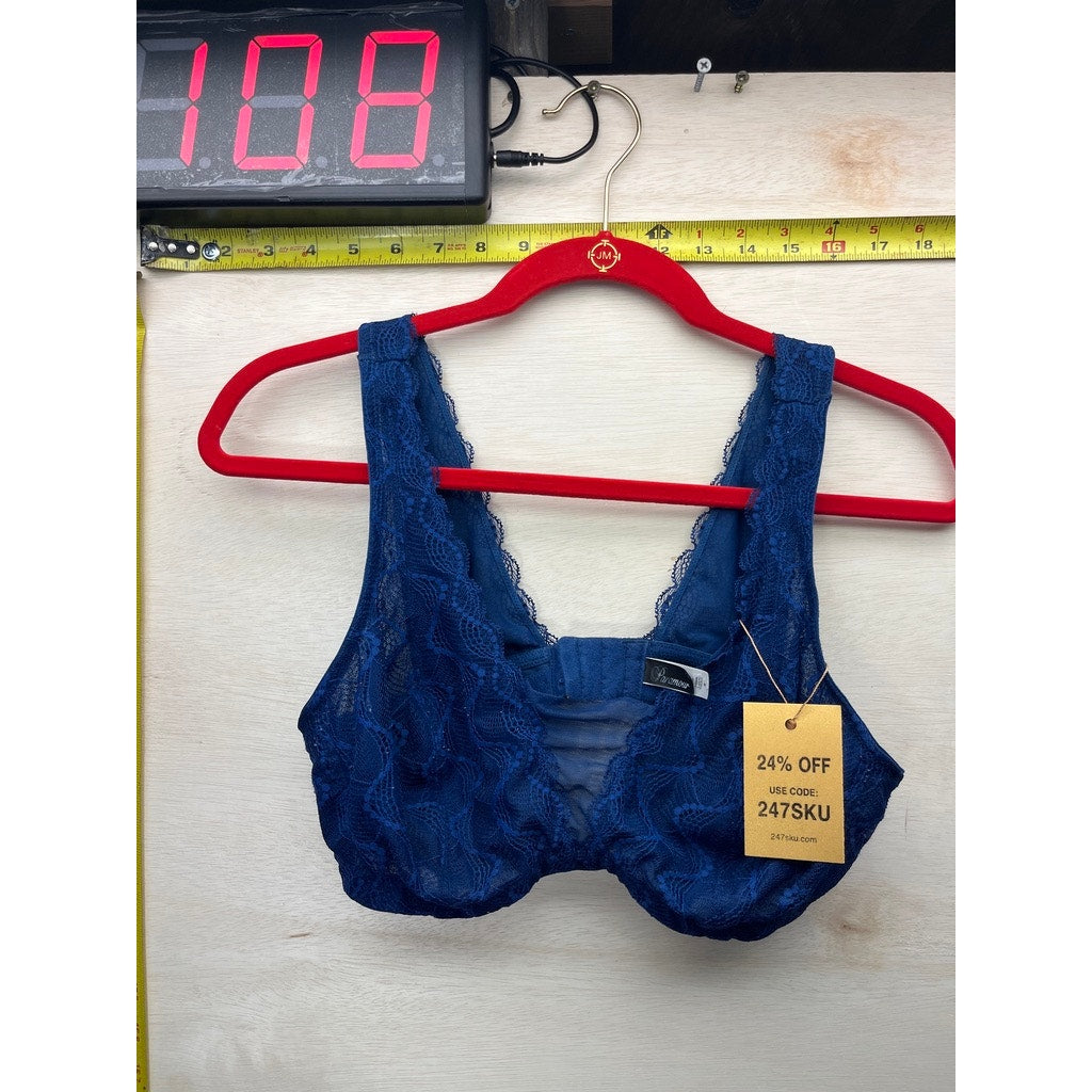 Paramour Blue Lace Underwire Bra Womens Size M