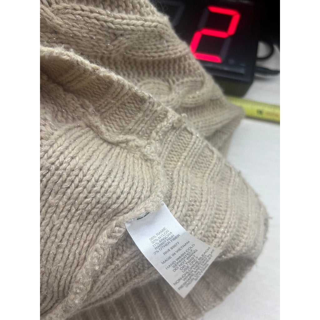 St Johns Bay Womens M Beige Cable Knit Button Front Cardigan Sweater