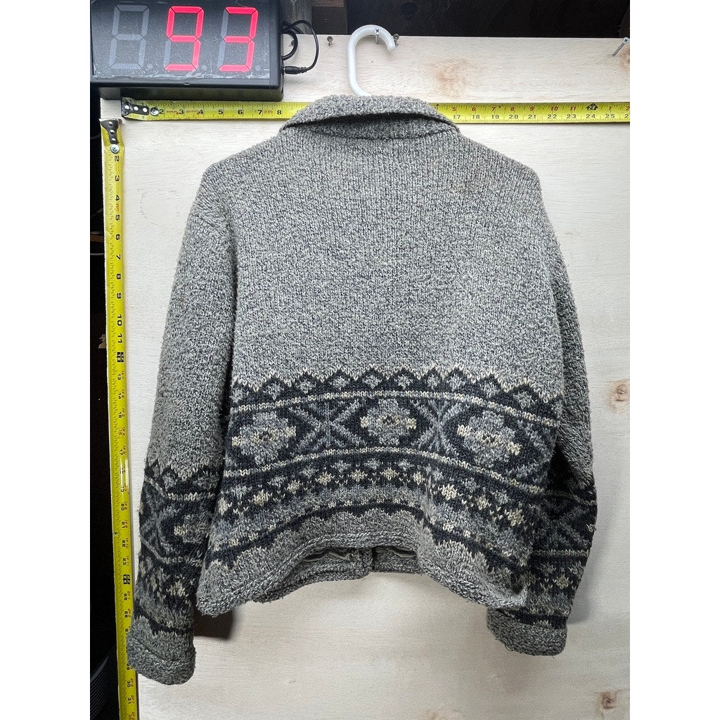 Hunt Club Womens Gray Alpaca Fair Isle Button Cardigan Sweater