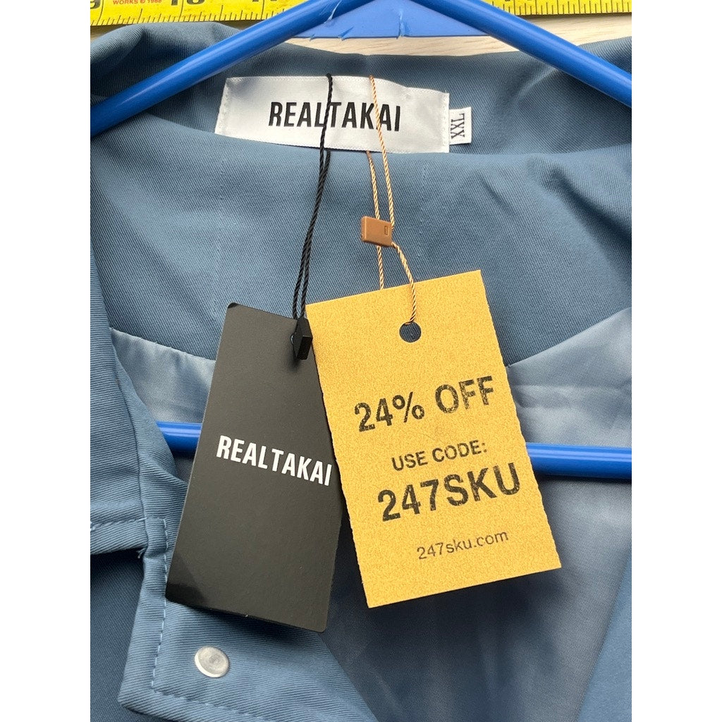 Realtakai 2XL Blue Snap Front Chore Jacket New With Tags