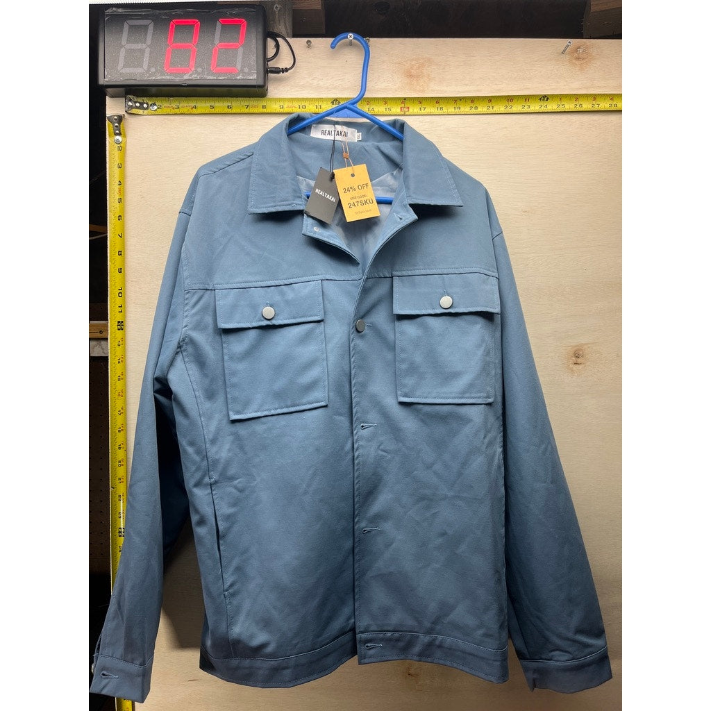 Realtakai 2XL Blue Snap Front Chore Jacket New With Tags