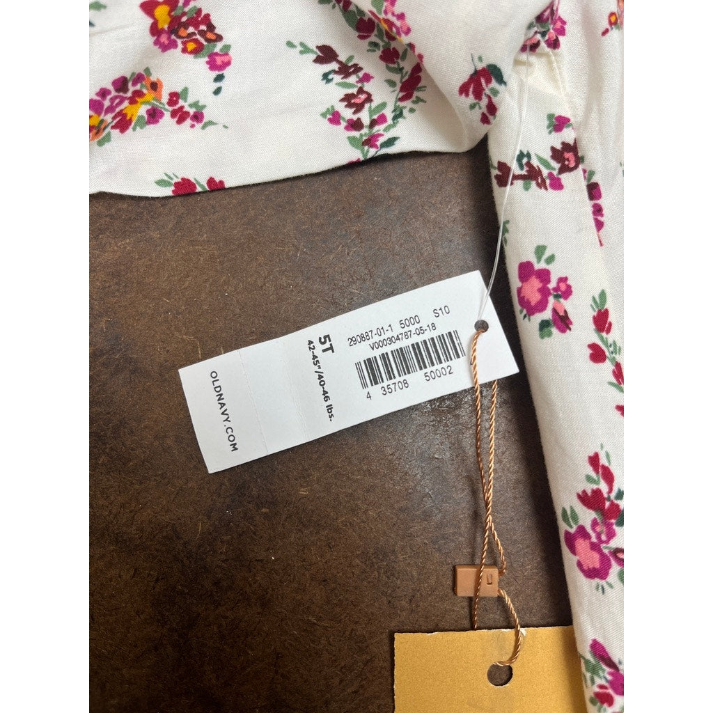 Old Navy Girls 5T Floral Dress White Pink New With Tags