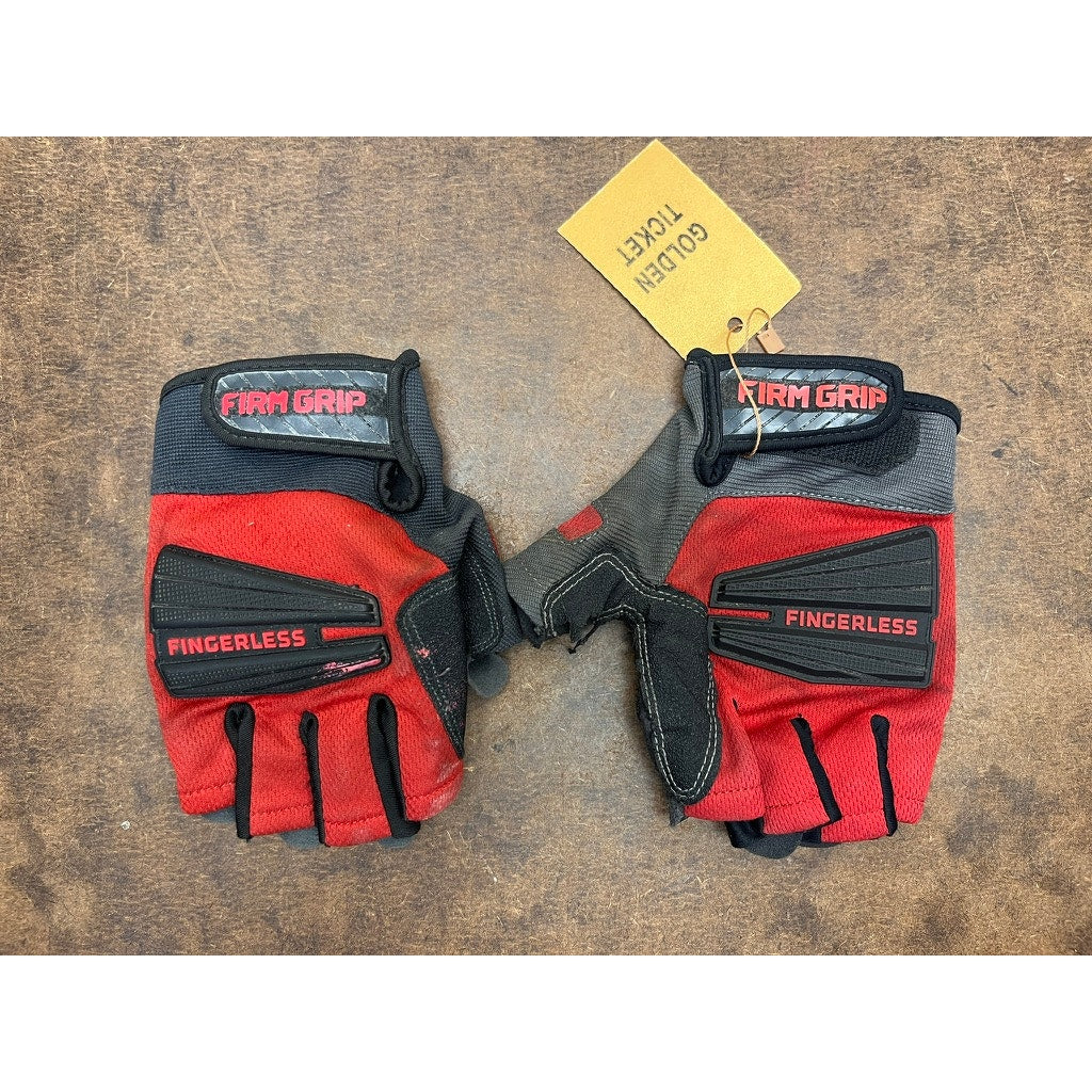 Firm Grip Fingerless Work Gloves Red Black Size XL