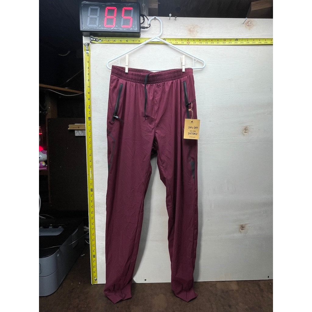 BALEAF Burgundy Athletic Jogger Pants Size M Zip Pockets