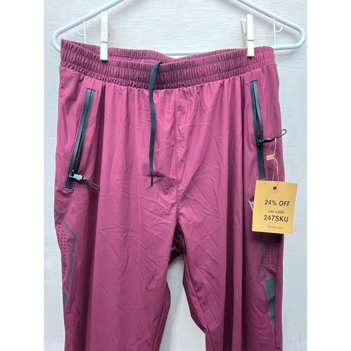 BALEAF Burgundy Athletic Jogger Pants Size M Zip Pockets