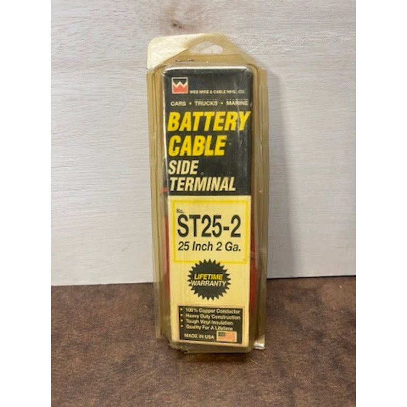 W&B ST25-2 Battery Cable Side Terminal 25 Inch 2 Gauge NOS