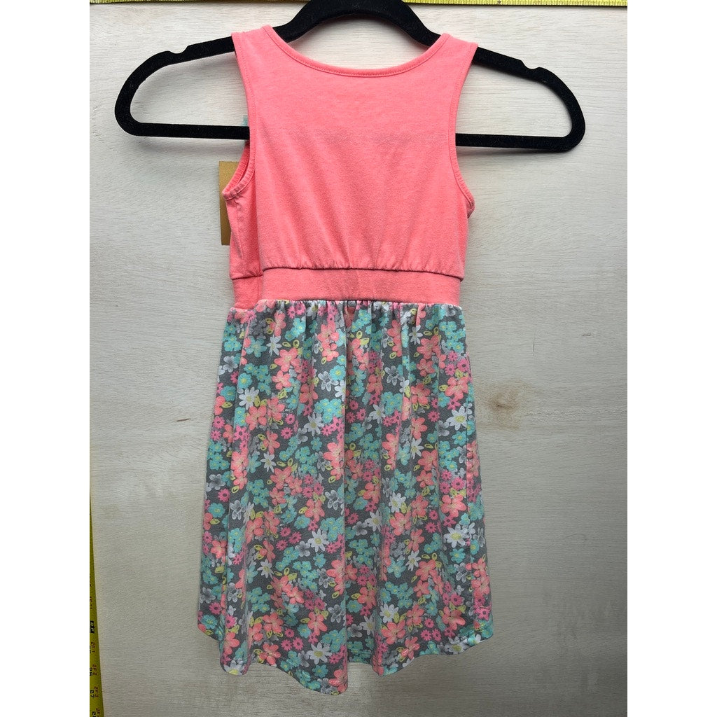 Basic Editions Girls Coral Floral Sleeveless Dress Size XS 4/5