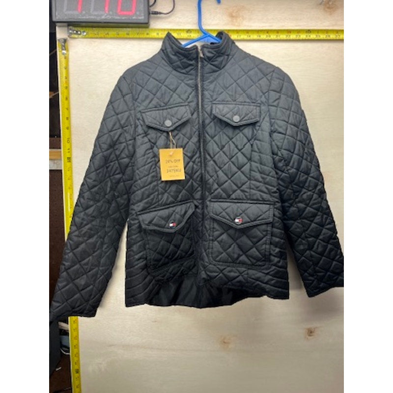 Tommy Hilfiger Womens Black Quilted Jacket Size S Four Pocket