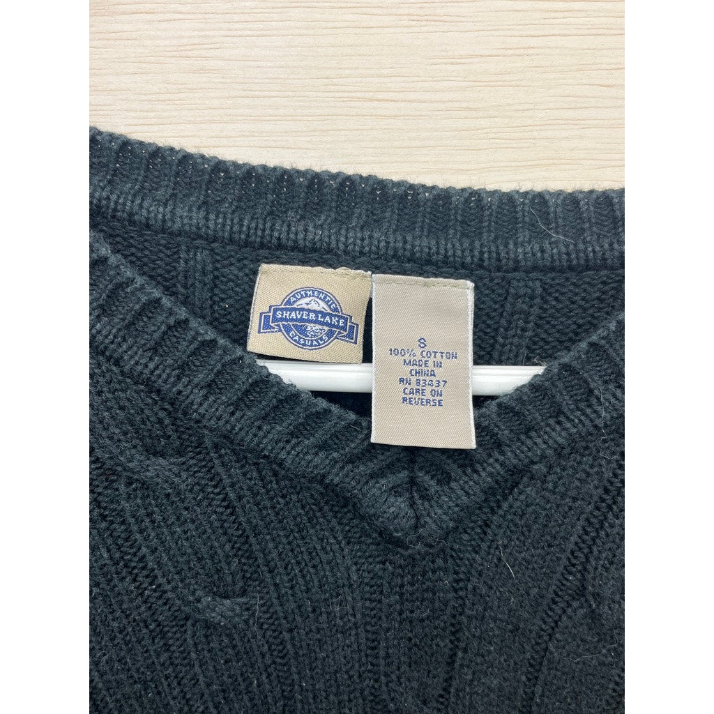 Shaver Lake Casuals Womens Black Cable Knit Cardigan Sweater Size S