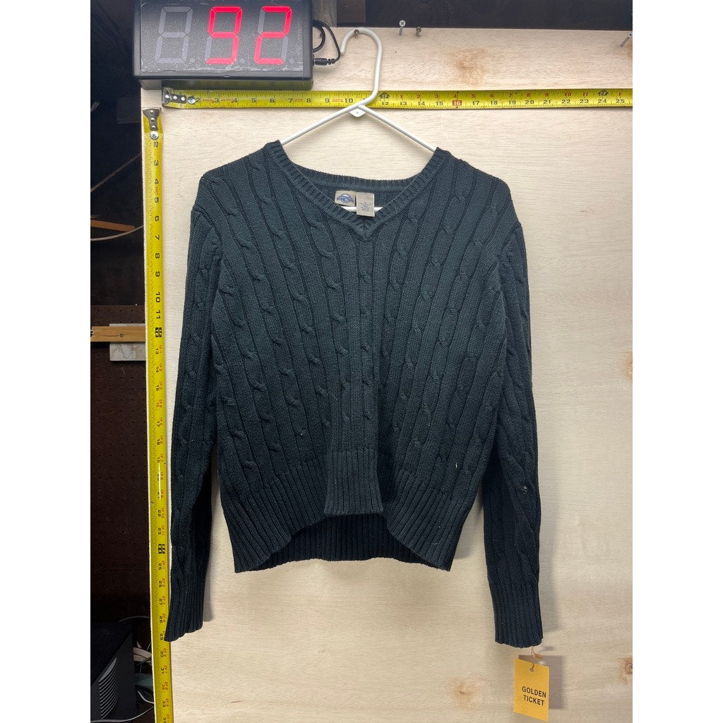 Shaver Lake Casuals Womens Black Cable Knit Cardigan Sweater Size S