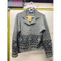 Hunt Club Womens Gray Alpaca Fair Isle Button Cardigan Sweater