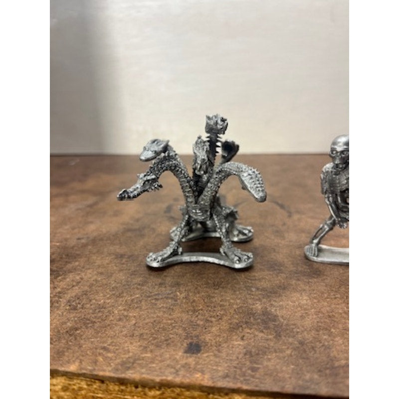 Vintage Pewter Fantasy Miniatures Lot Dragons Skeleton D&D