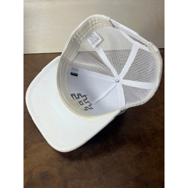 Custom White Hashtag Logo Mesh Trucker Snapback Baseball Cap