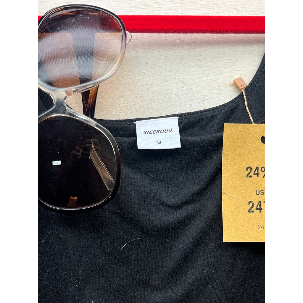 Xieerduo Womens Black Tank Top Size M With Sunglasses
