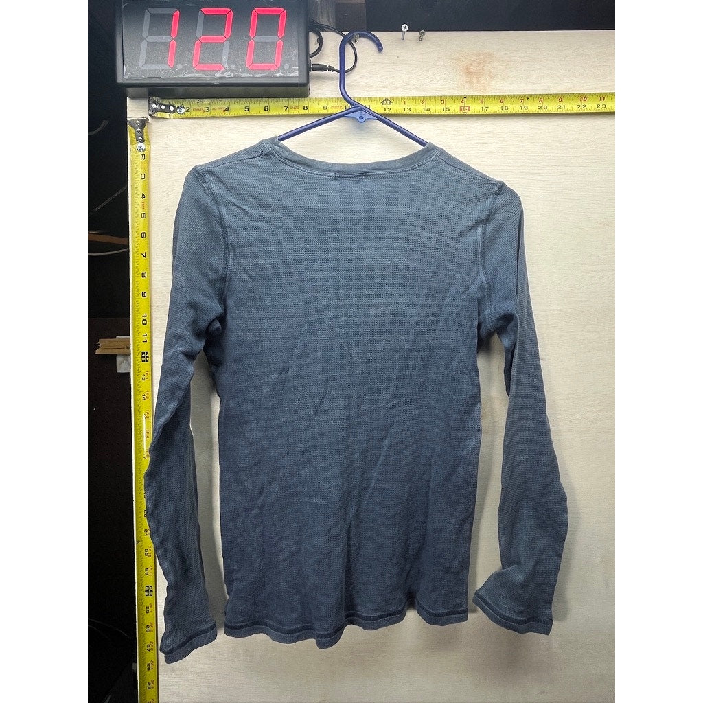 Xoit USA Womens Blue Thermal Long Sleeve Embellished Cross Shirt Size M
