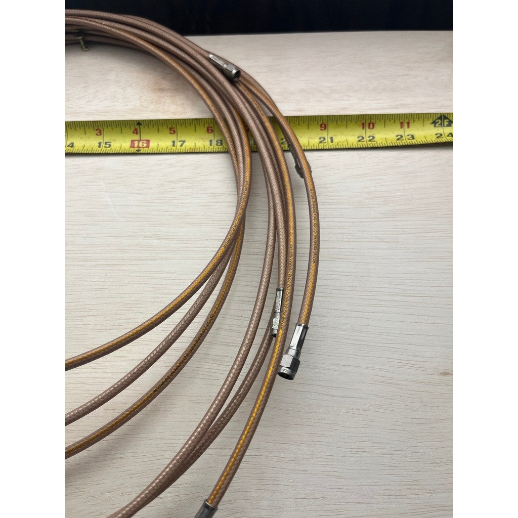 Lot of 5 Right Angle RF Coaxial Cable Assemblies Tan Gold Connectors