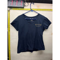 HAE NOW Organic Cotton Never Give Up Graphic T-Shirt Women's Large Navy Blue