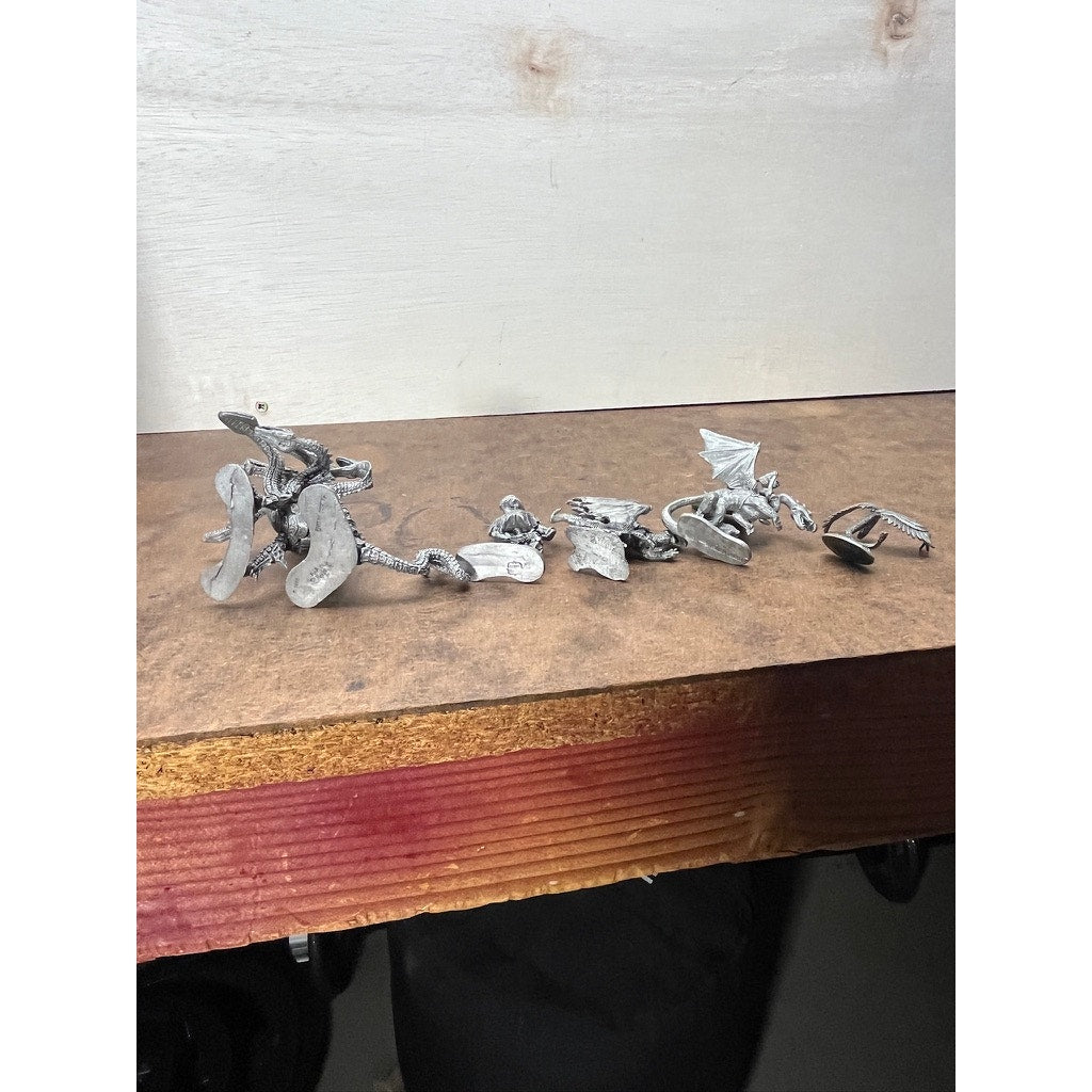 Vintage Pewter Fantasy Miniatures Lot Dragons Skeleton D&D