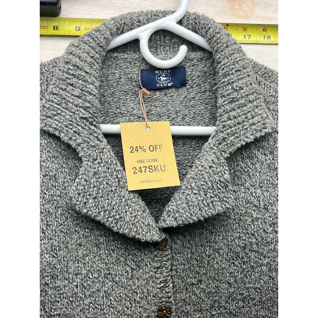 Hunt Club Womens Gray Alpaca Fair Isle Button Cardigan Sweater