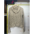 St Johns Bay Womens M Beige Cable Knit Button Front Cardigan Sweater