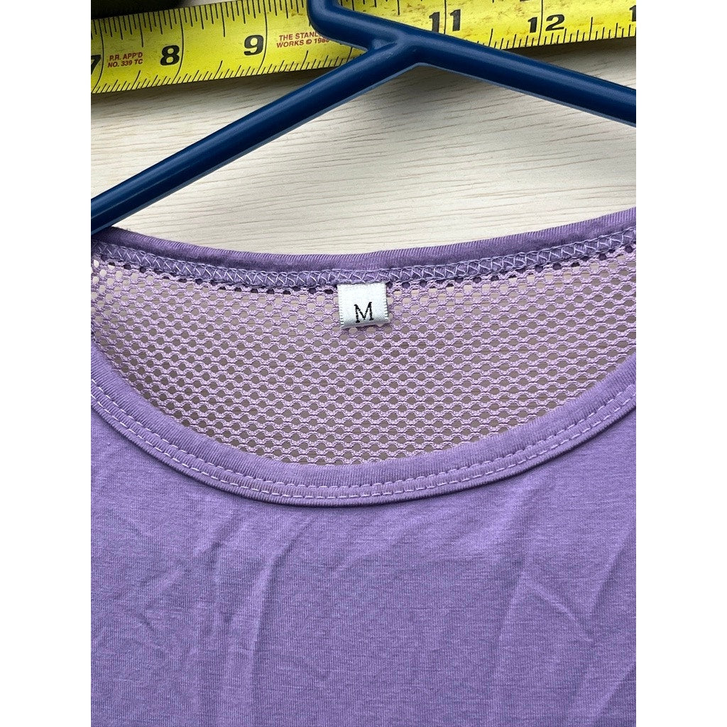 Womens Purple Sleeveless Mesh Back Tunic Top Size M
