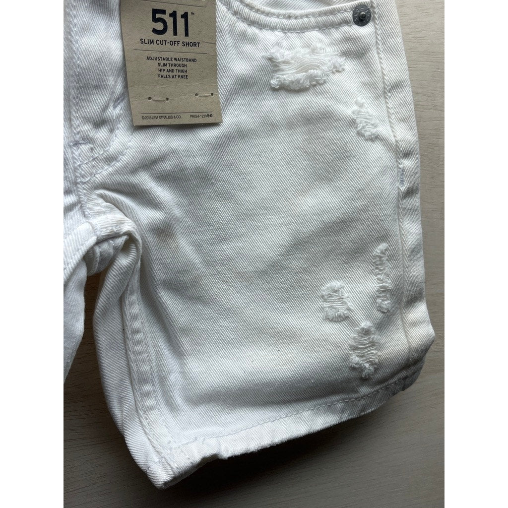 Levi's 511 Boys 6 Reg White Denim Cut-Off Shorts Adjustable Waist