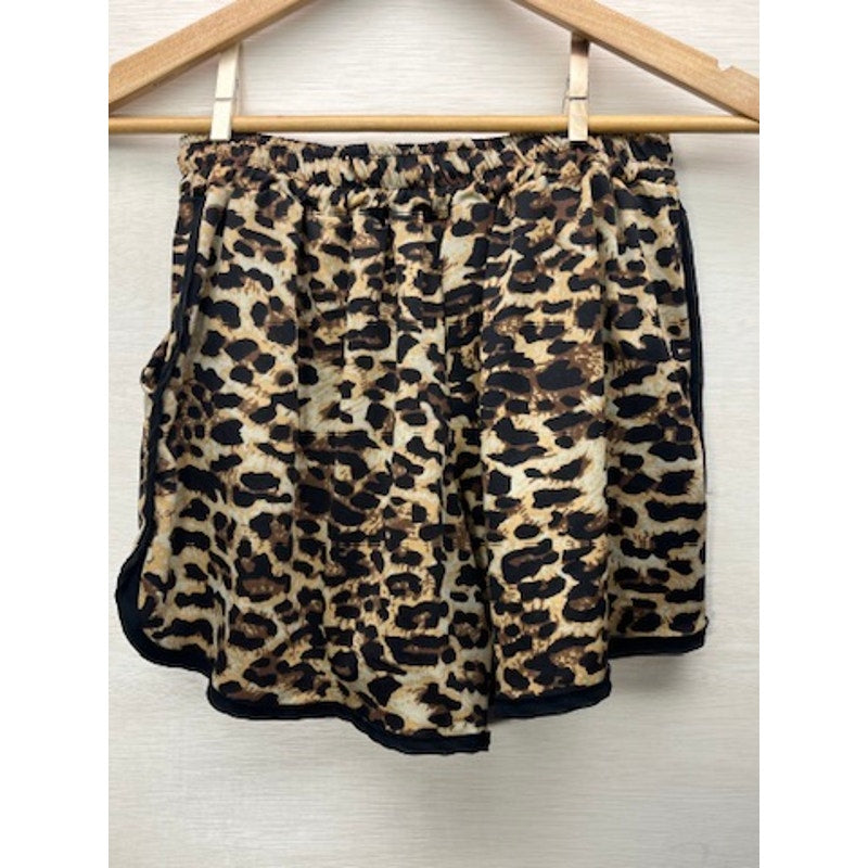 Women's Leopard Print Athletic Running Shorts Drawstring Size 6