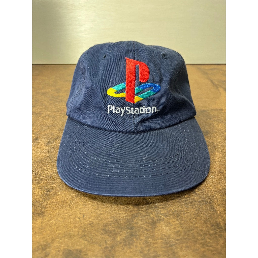 Vintage PlayStation Logo Navy Strapback Baseball Cap 2000s PS2 Era