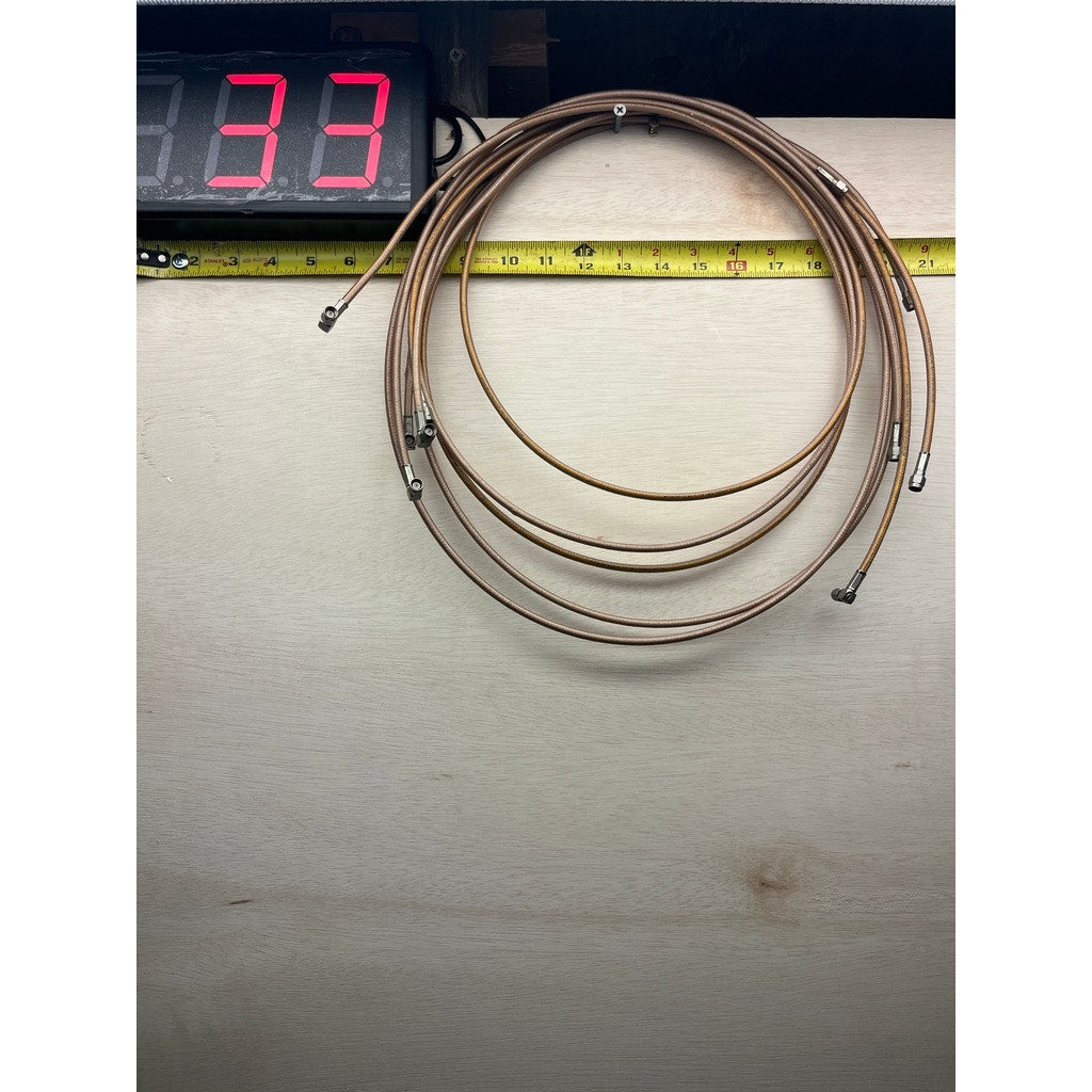 Lot of 5 Right Angle RF Coaxial Cable Assemblies Tan Gold Connectors
