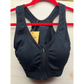 Womens Black Zip Front Racerback Sports Bra Size L