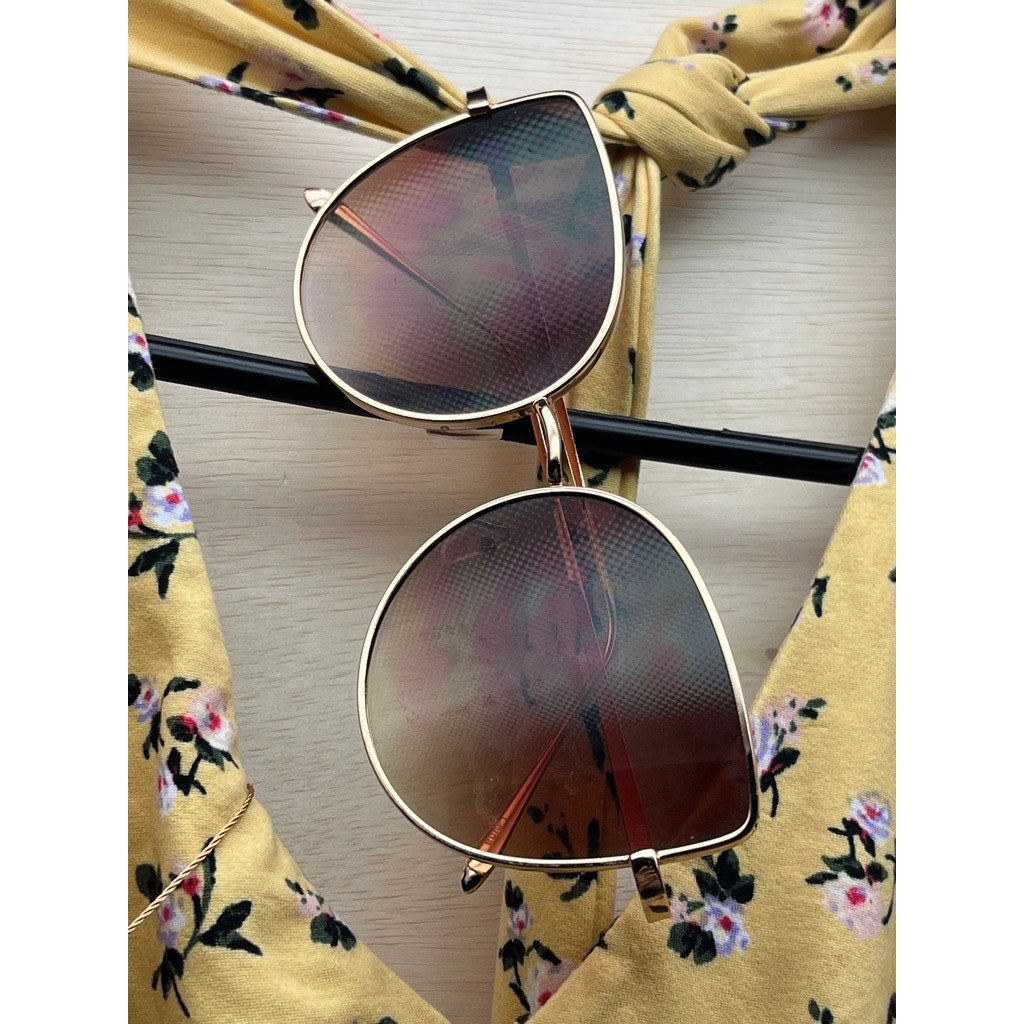 No Boundaries Yellow Floral Halter Top Size S w Sunglasses