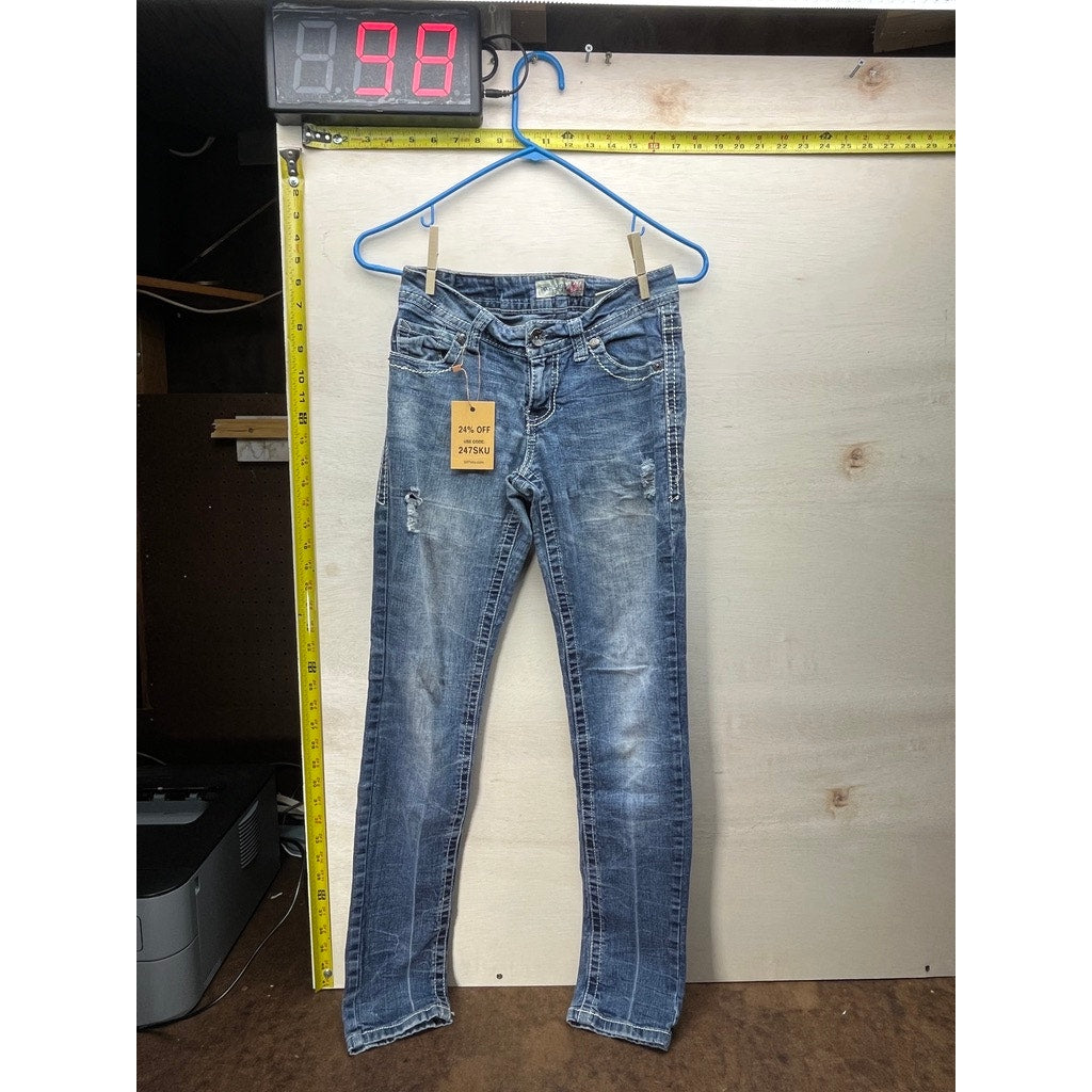 Paris Blues Womens Size 3 Distressed Stretch Bootcut Jeans