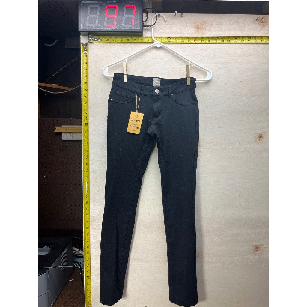Cover Stitched Womens Black Skinny Pants Stretch Casual
