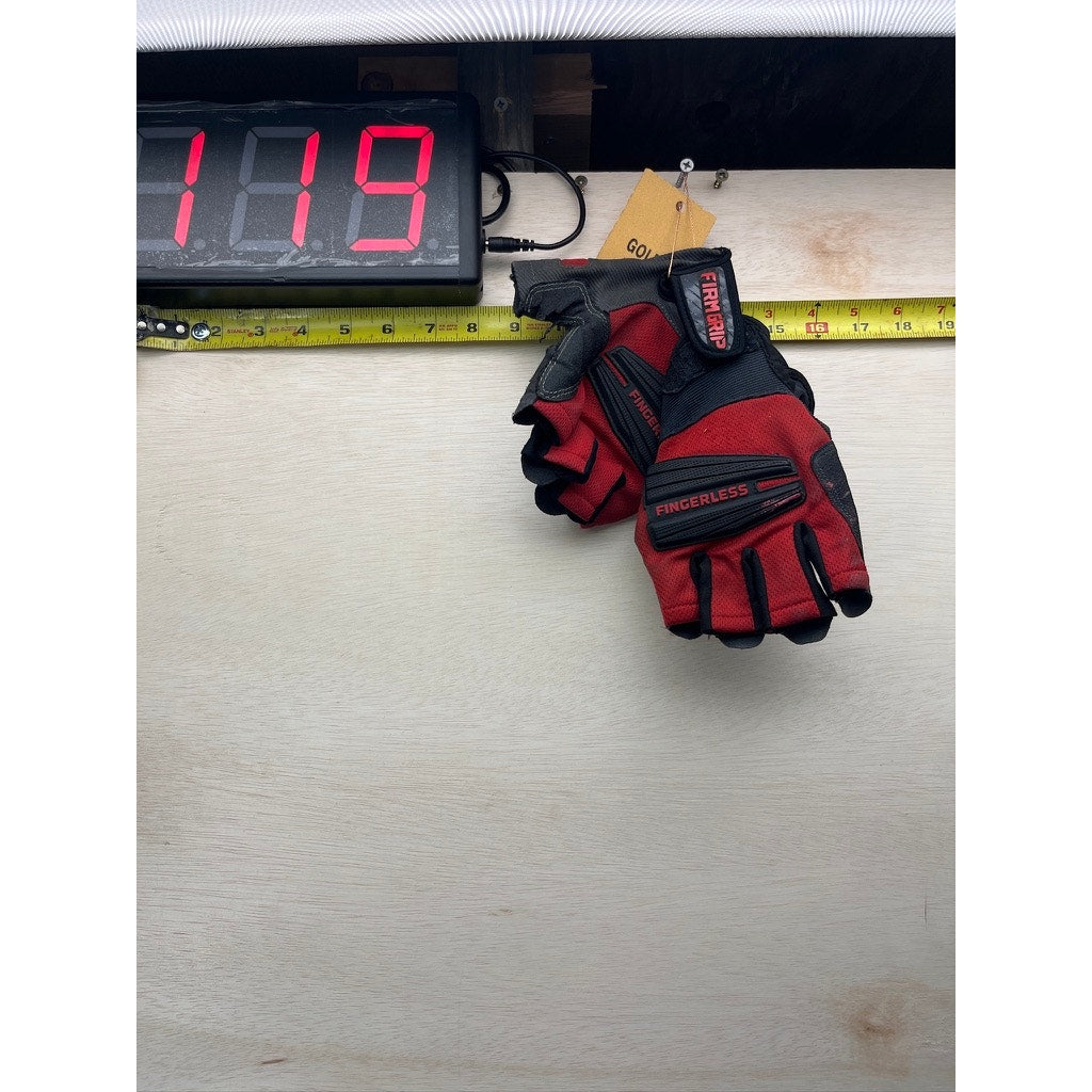 Firm Grip Fingerless Work Gloves Red Black Size XL