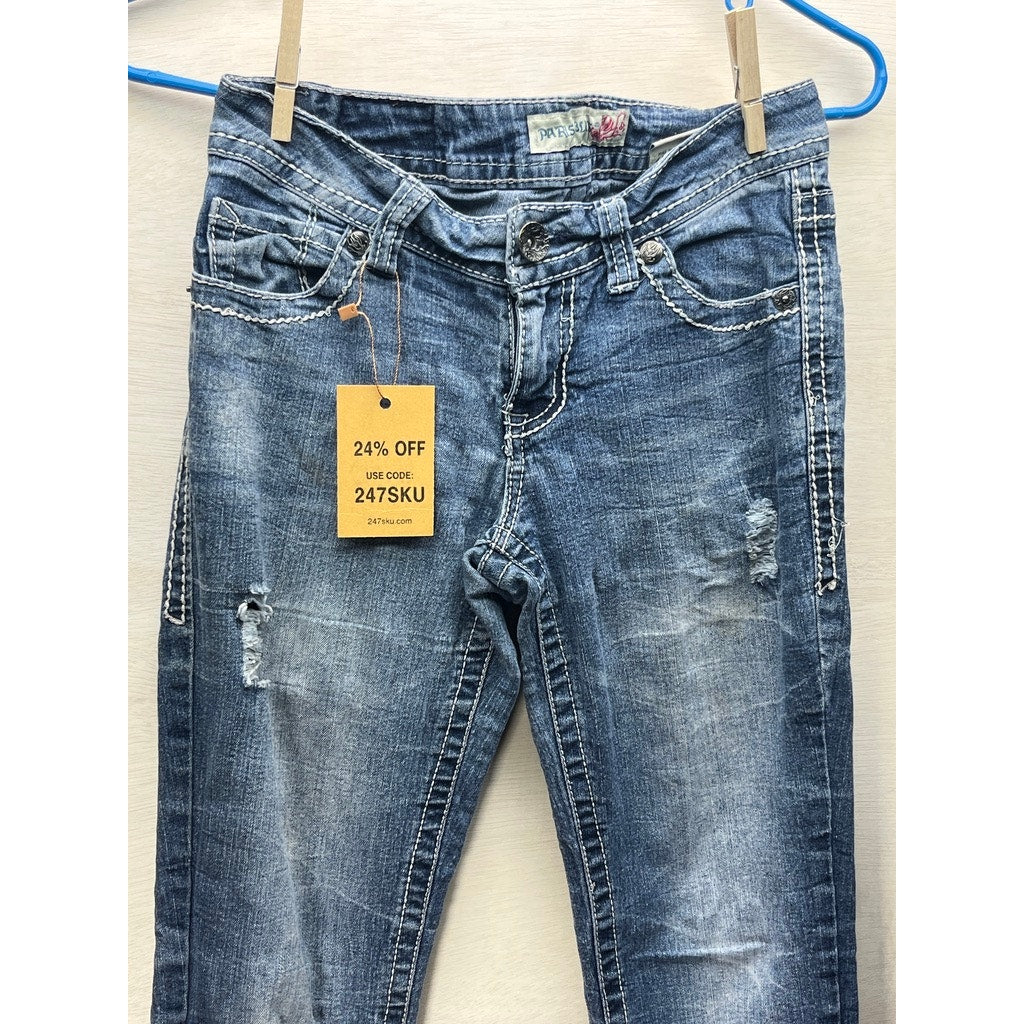 Paris Blues Womens Size 3 Distressed Stretch Bootcut Jeans