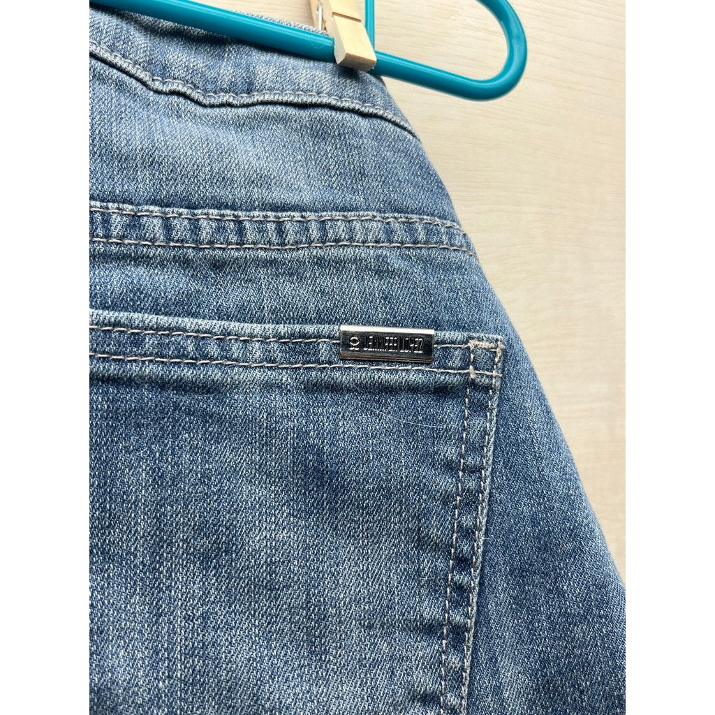 Jennifer Lopez Boyfriend Denim Shorts Rhinestone Embellished Cuffed