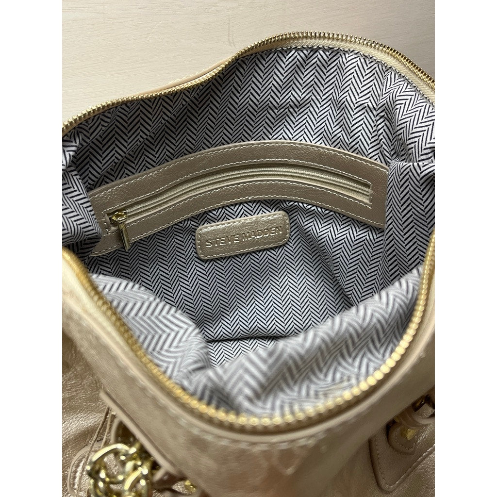 Steve Madden Metallic Gold Satchel Handbag Chain Strap Purse