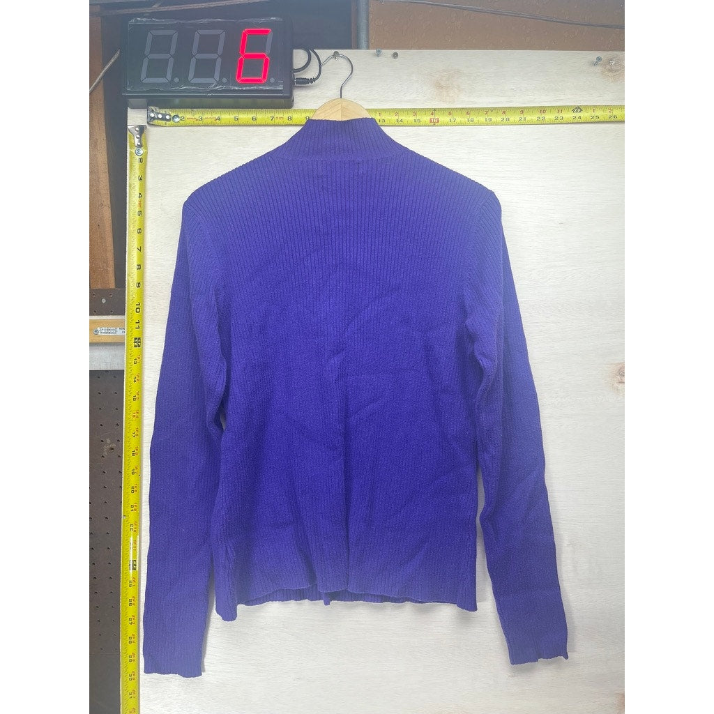 Worthington Womens L Purple Ribbed Mock Neck Long Sleeve Sweater