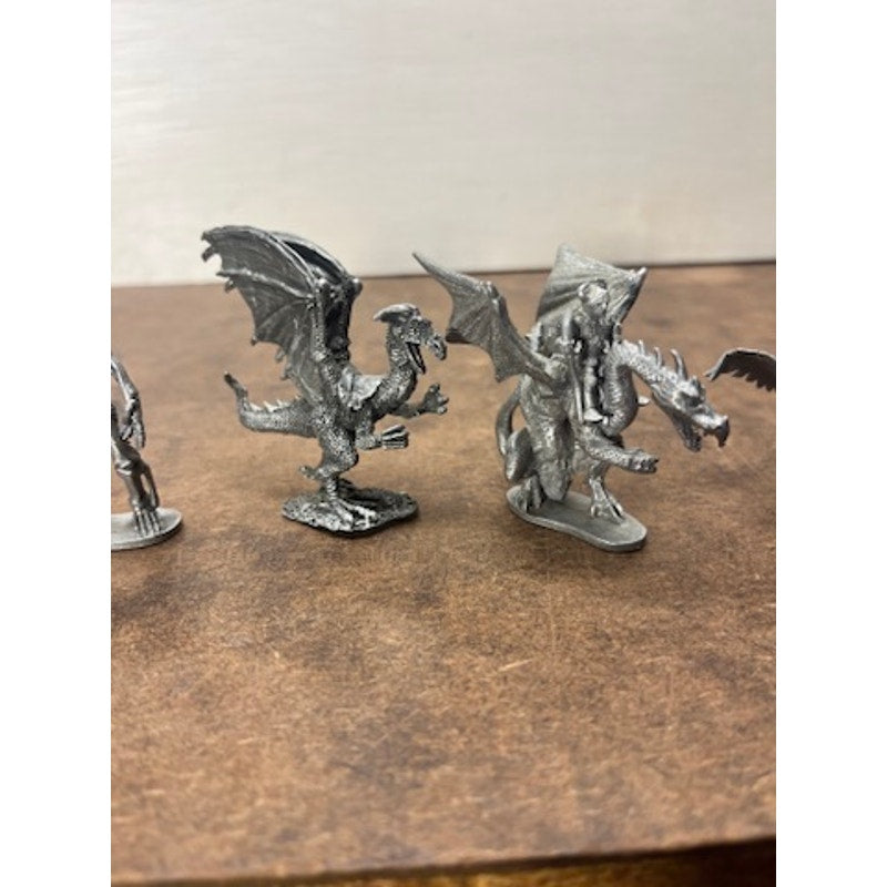 Vintage Pewter Fantasy Miniatures Lot Dragons Skeleton D&D