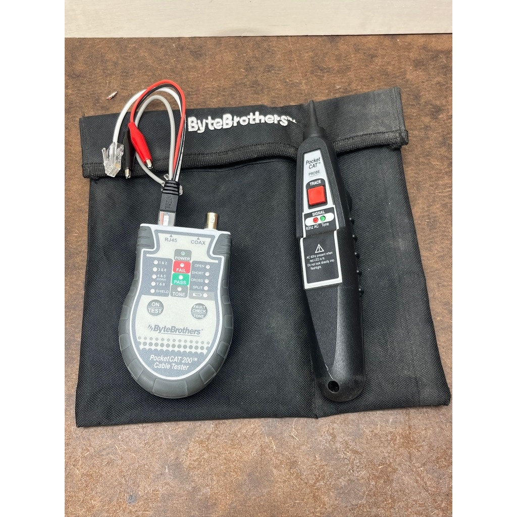 Byte Brothers PocketCAT 200 Cable Tester Probe Kit Tested Working