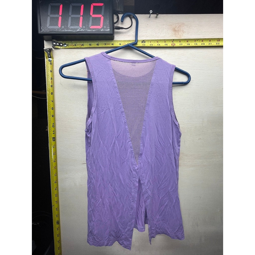 Womens Purple Sleeveless Mesh Back Tunic Top Size M