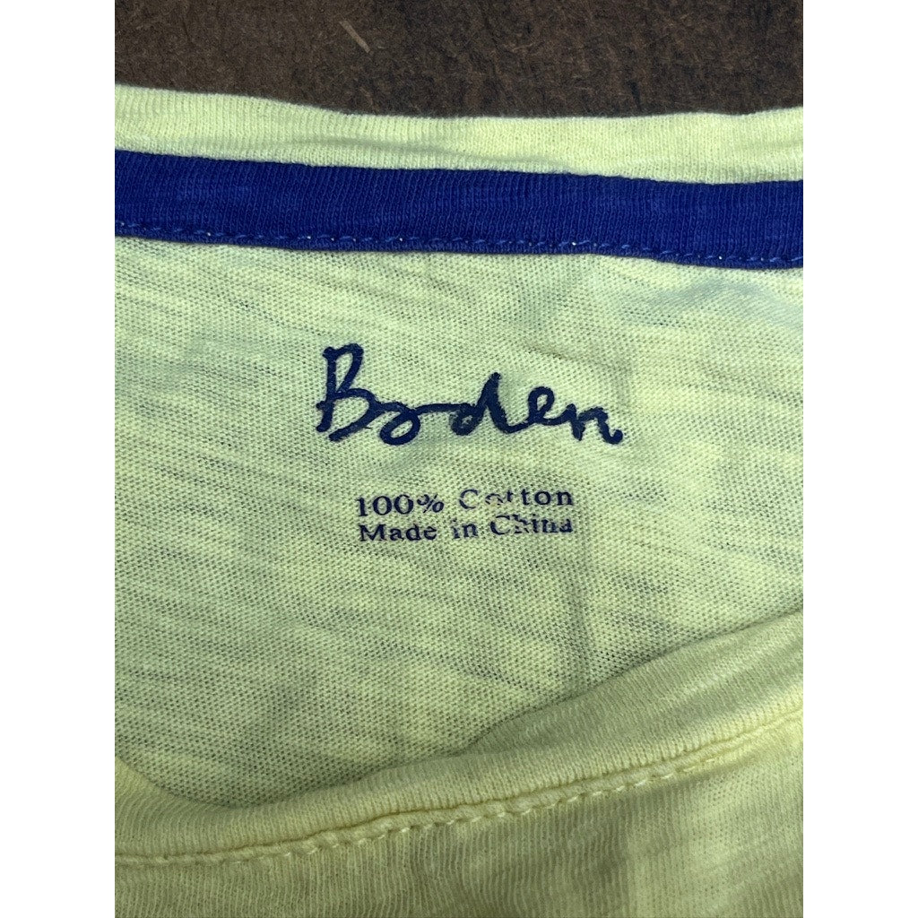 Boden Womens Yellow Green Short Sleeve Cotton T-Shirt Size L