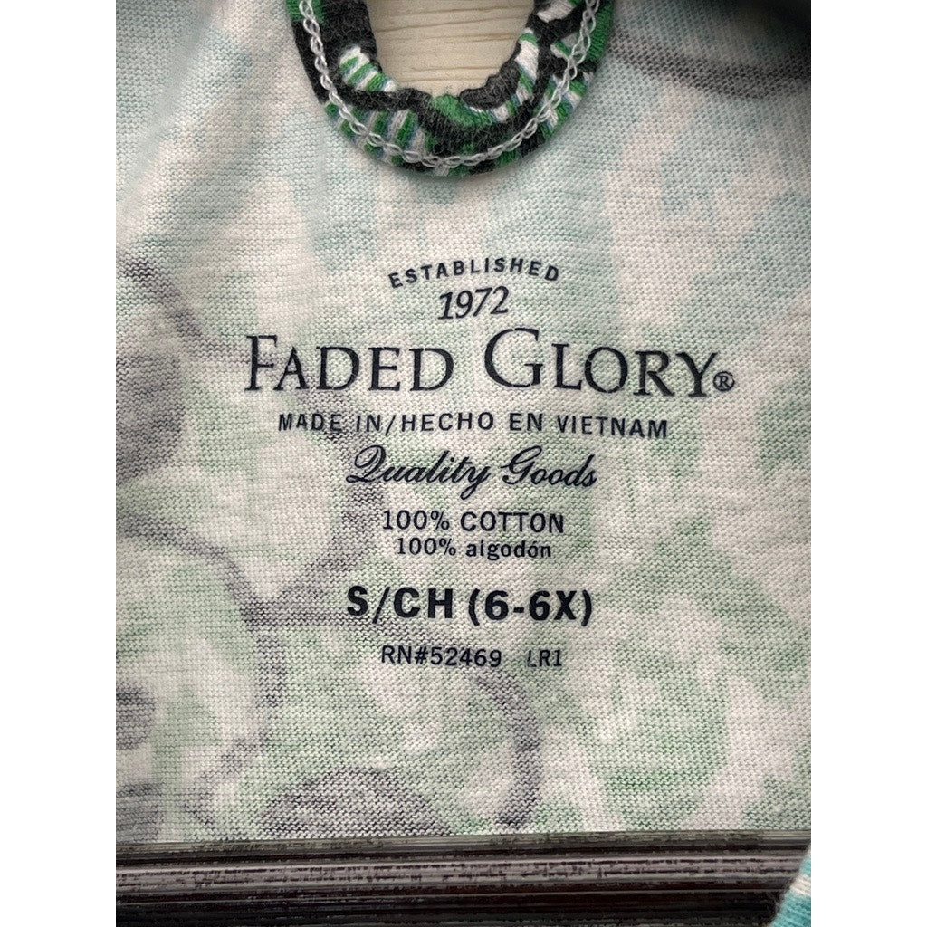 Faded Glory Girls Blue Green Floral Sleeveless Dress Size S 6/6X