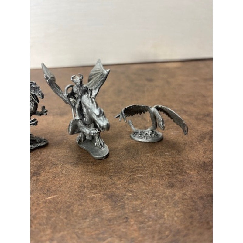 Vintage Pewter Fantasy Miniatures Lot Dragons Skeleton D&D